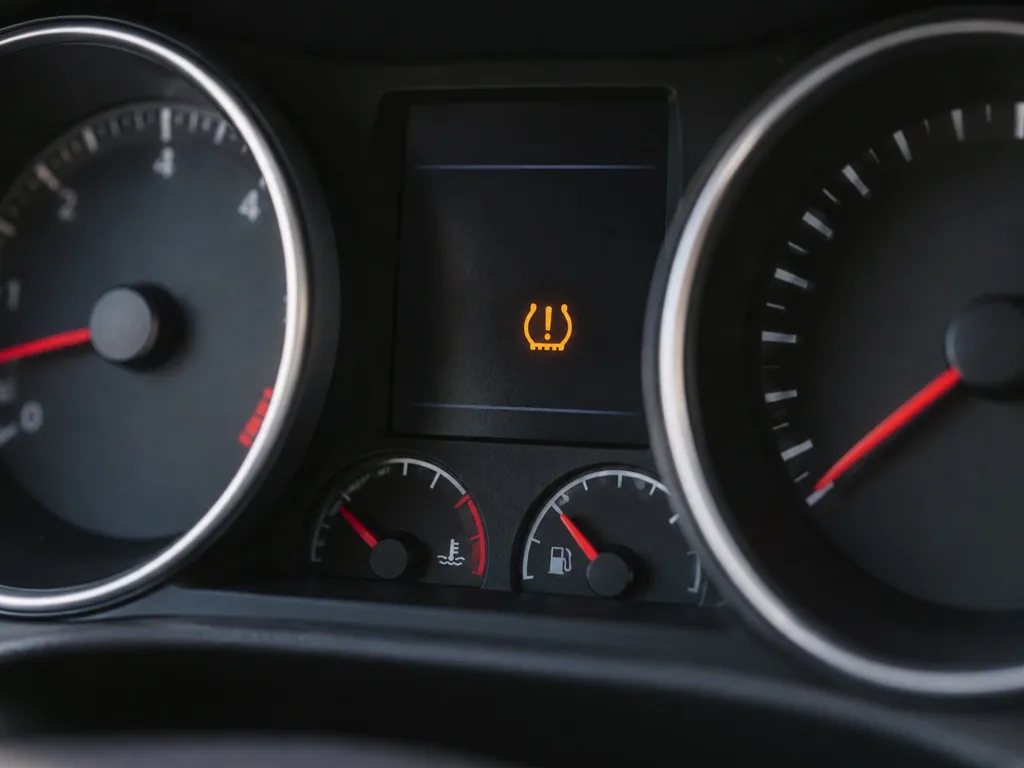 Dashboardlampje: oranje bandenspanningslampje brandt.